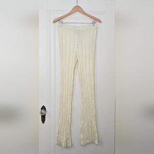 Zara ribbed pull on cream Off White pants size L NWT